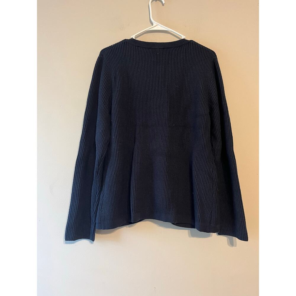 T Tahari Chunky Knit Navy Blue Cardigan Sweater Academia Preppy Nautical Size XL - Picture 7 of 7